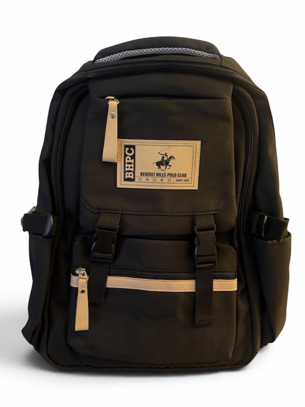 Beverly Hills Polo Club Black Backpack with Beige Trim
